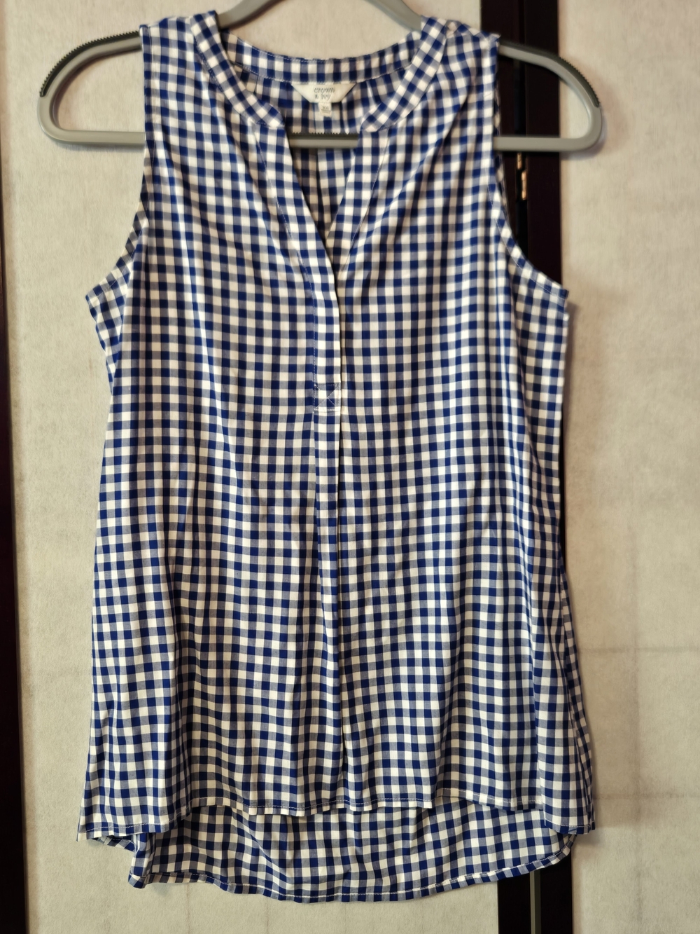 Crown And Ivy Blue Gingham Sleeveless Blouse - Classic Summer Top XS